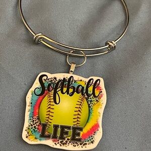 Softball Life Bracelet with Yellow Charm